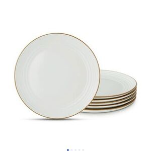 White Dinner Plates with Gold Trim